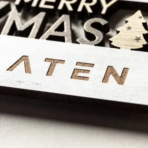 Imán Merry Christmas de madera natural acabado bicolor ref 2675 - 02