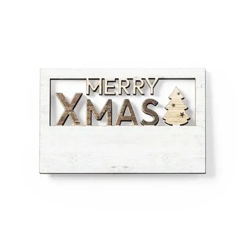 Imán Merry Christmas de madera natural acabado bicolor ref 2675 - S C