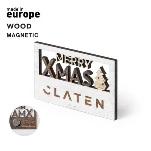 Imán Merry Christmas de madera natural acabado bicolor ref 2675 - vista 1