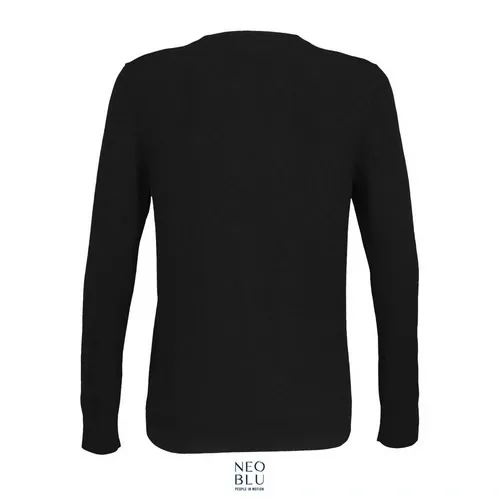 Jersey de cuello redondo poliester y lana merina para mujer ref S03985 - Negro Profundo Back