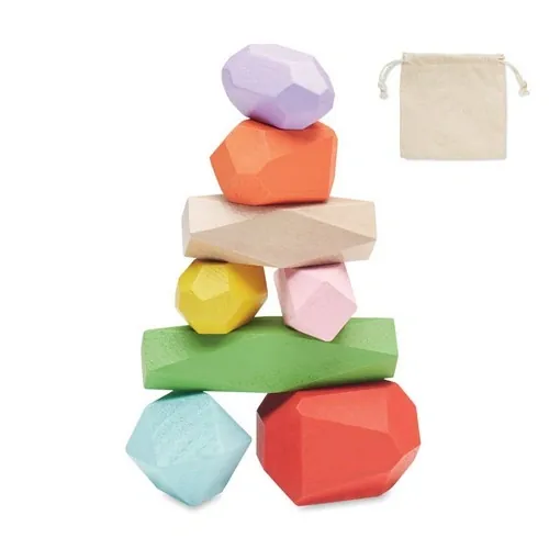 Juego de 8 piedras apilables de madera de colores ref MO6710 - Beig