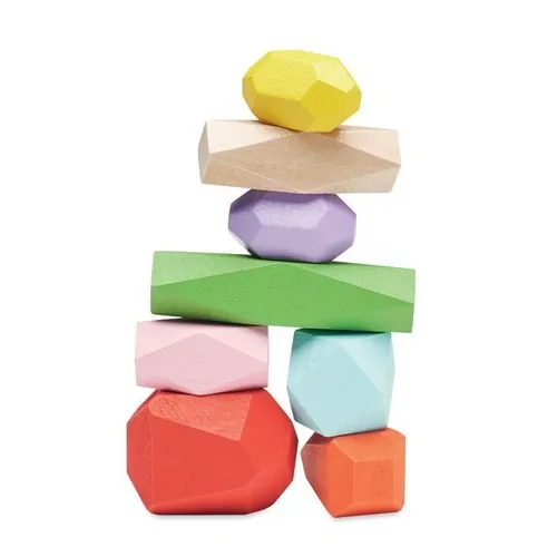 Juego de 8 piedras apilables de madera de colores ref MO6710 - Side Beig