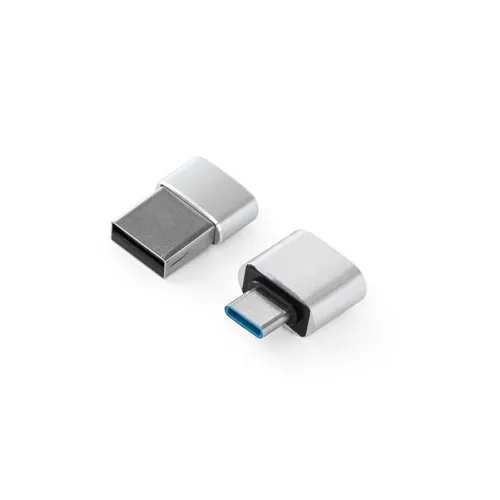 Juego de adaptadores de aluminio USB-A a USB-C ref 97090 - Cromado Satinado 01