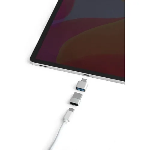 Juego de adaptadores de aluminio USB-A a USB-C ref 97090 - Cromado Satinado 05