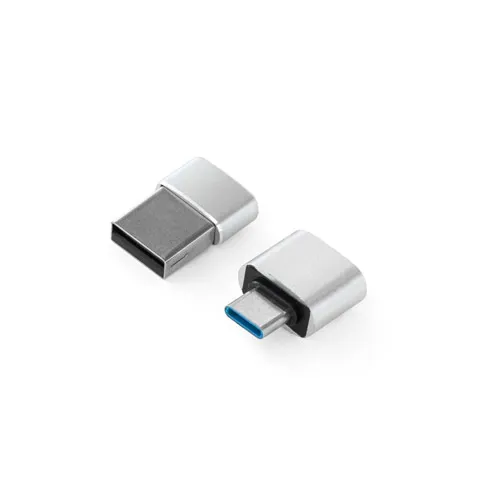 Juego de adaptadores de aluminio USB-A a USB-C ref 97090 - Cromado Satinado 06