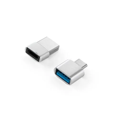 Juego de adaptadores de aluminio USB-A a USB-C ref 97090 - Cromado Satinado