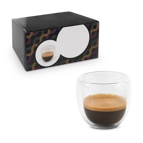 Juego de café de vidrio borosilicato con tazas isotérmicas ref 93873