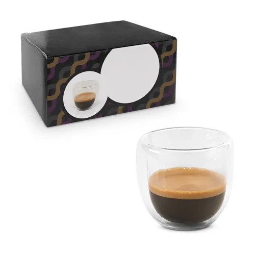 Juego de café de vidrio borosilicato con tazas isotérmicas ref 93873