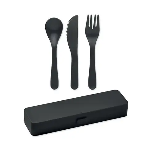 Set de cubiertos reutilizables en estuche ref MO6661 - Negro