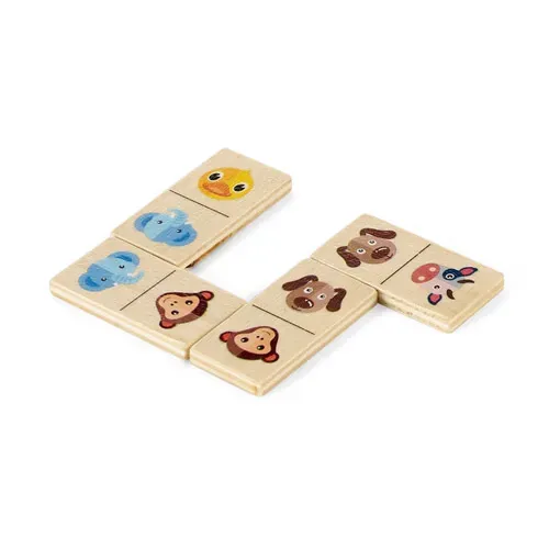 Juego de dominó infantil de madera con figuras de animales ref 98074 - Natural Claro 06