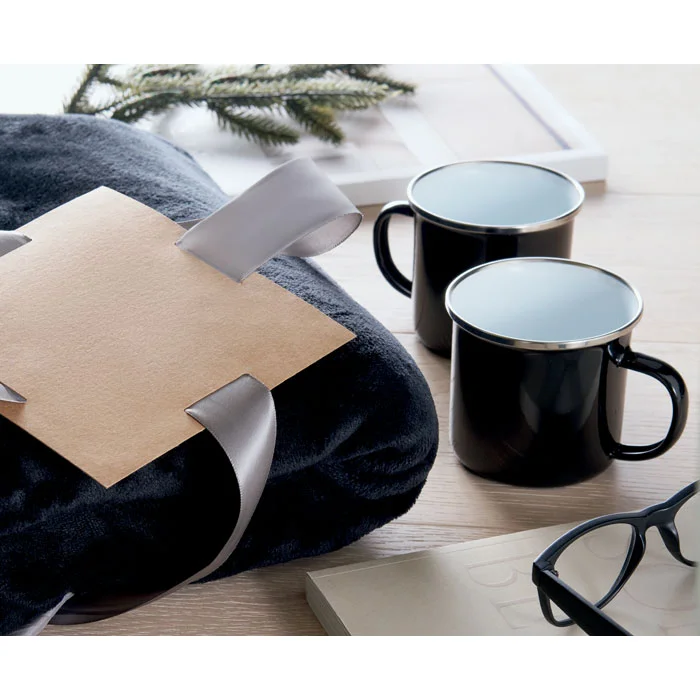 Set de manta polar y 2 tazas Agradable ref mo3207 - Negro Ambiente
