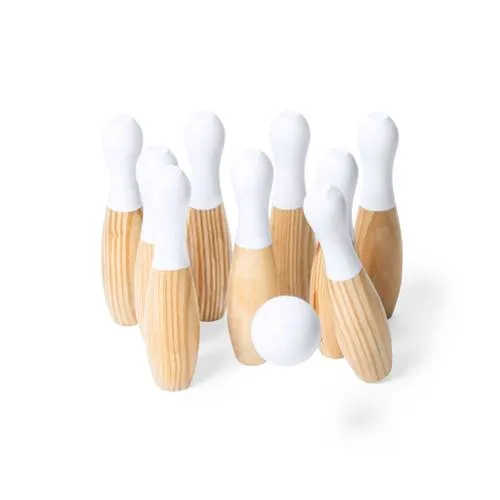 Juego de bolos de madera natural con funda de algodón ref 1512