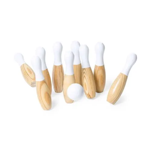 Juego de bolos de madera natural con funda de algodón ref 1512