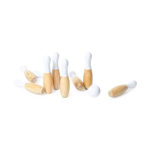 Juego de bolos de madera natural con funda de algodón ref 1512