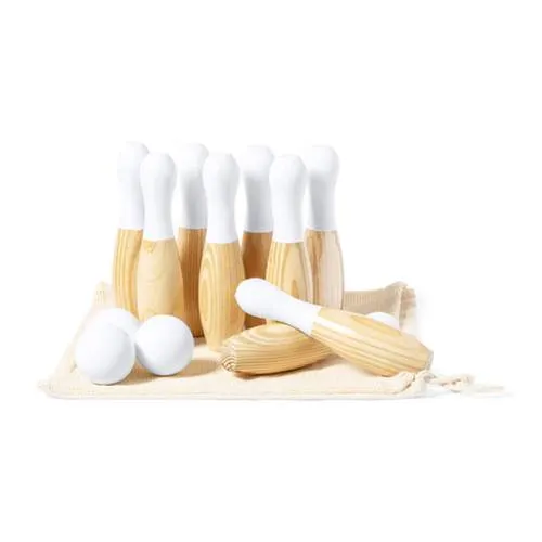 Juego de bolos de madera natural con funda de algodón ref 1512