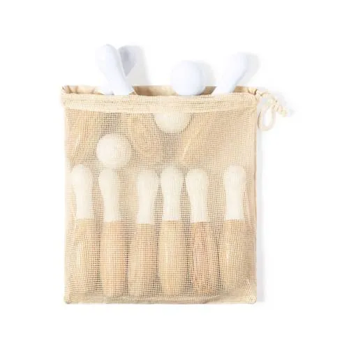 Juego de bolos de madera natural con funda de algodón ref 1512