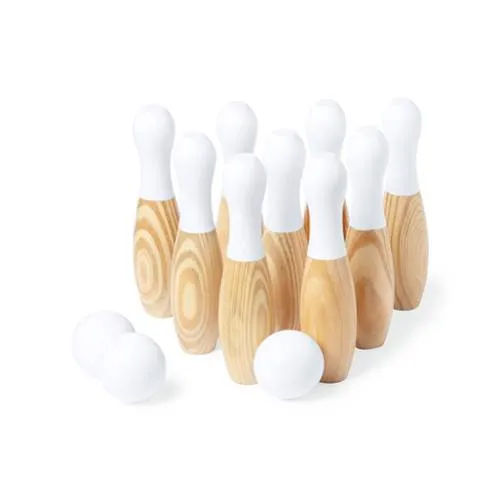 Juego de bolos de madera natural con funda de algodón ref 1512