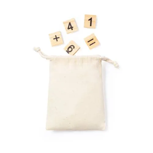 Juego de cálculo en madera natural con bolsa de algodón ref 1520