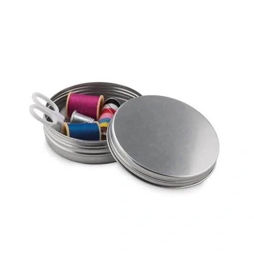 Kit de costura en cajita de lata práctica y portátil ref MO8977 - Front Plata Mate