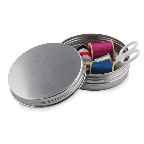 Kit de costura en cajita de lata práctica y portátil ref MO8977 - Side Plata Mate
