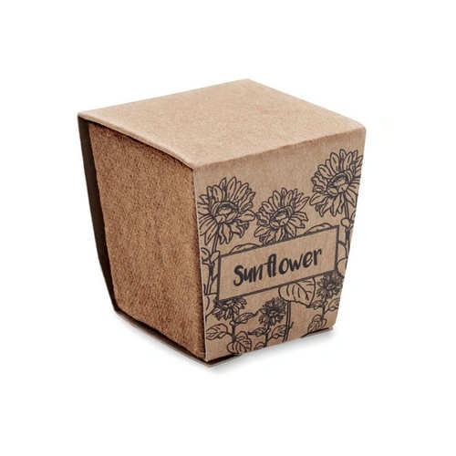 Maceta biodegradable con semillas de girasol ref MO2411