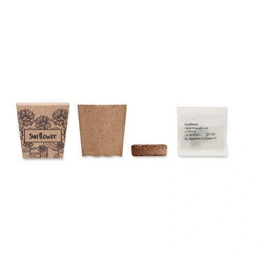 Maceta biodegradable con semillas de girasol ref MO2411