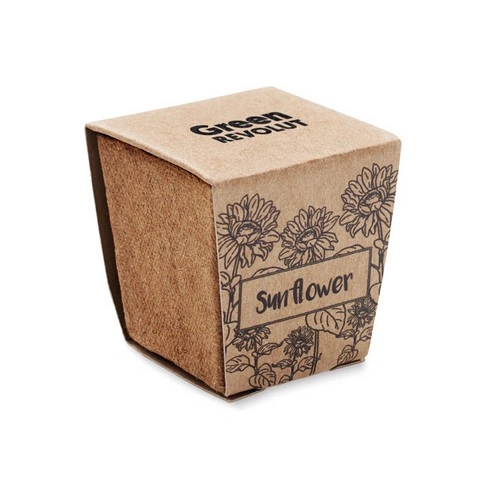 Maceta biodegradable con semillas de girasol ref MO2411