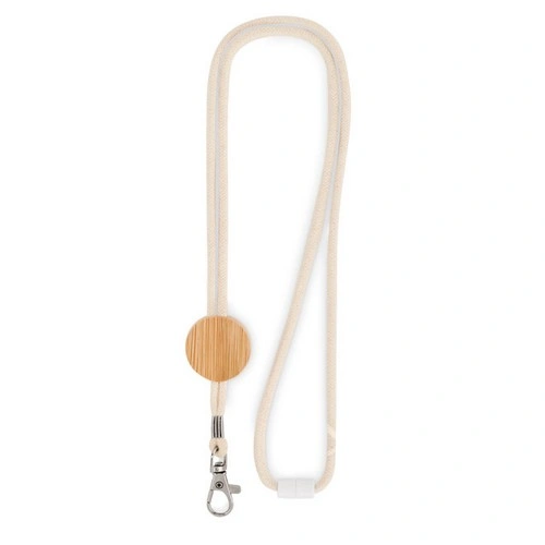 Lanyard de algodón con detalle de bambú y mosquetón ref MO6830