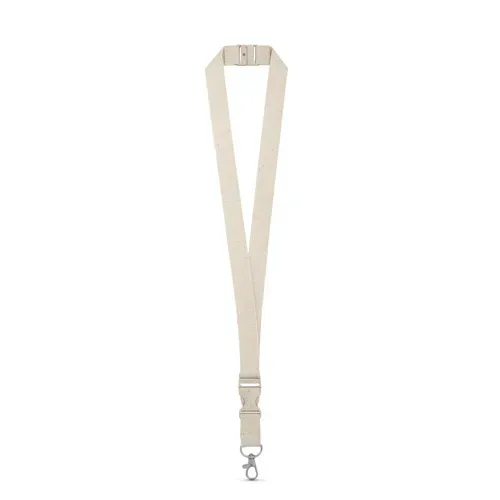 Lanyard de algodón con mosquetón y cierre de seguridad ref 94410 - Natural Claro 02