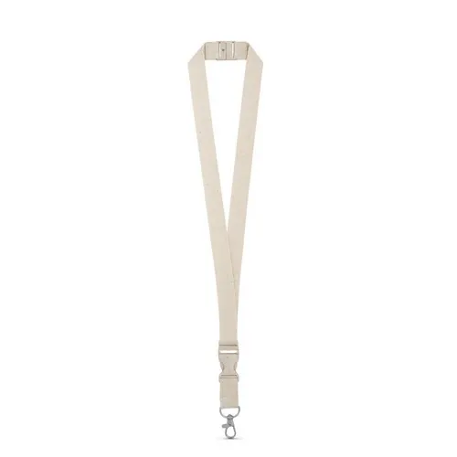 Lanyard de algodón con mosquetón y cierre de seguridad ref 94410 - Natural Claro