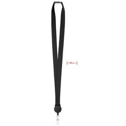 Lanyard de poliéster con cierre de seguridad ref MO9852 - Front Negro