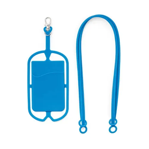 Lanyard de silicona con tarjetero y soporte para smartphone ref 94446 - Azul 02