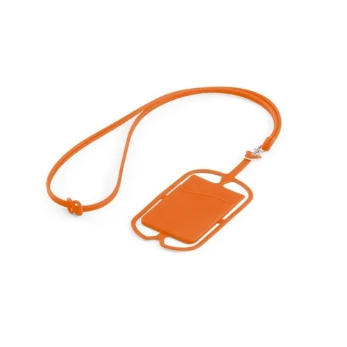 Lanyard de silicona con tarjetero y soporte para smartphone ref 94446 - Naranja