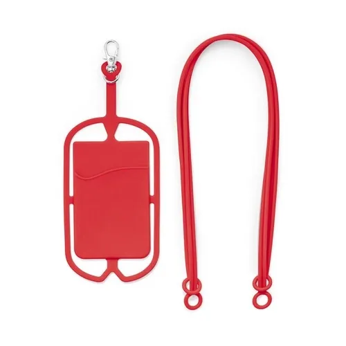 Lanyard de silicona con tarjetero y soporte para smartphone ref 94446 - Rojo 01