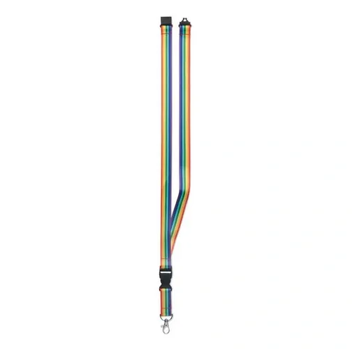 Lanyard rainbow RPET con mosquetón metálico ref MO6423 - Side Multicolor