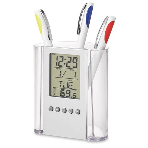 Portalápices con calendario reloj y termómetro ref IT2893