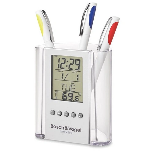 Portalápices con calendario reloj y termómetro ref IT2893