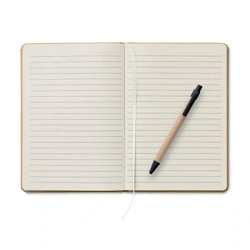 Libreta A5 reciclada con bolígrafo y cinta elástica ref MO2396 - 1 Negro