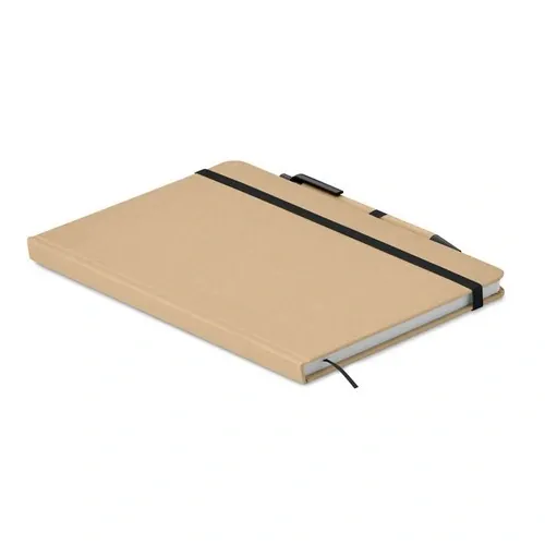Libreta A5 reciclada con bolígrafo y cinta elástica ref MO2396 - Back Negro