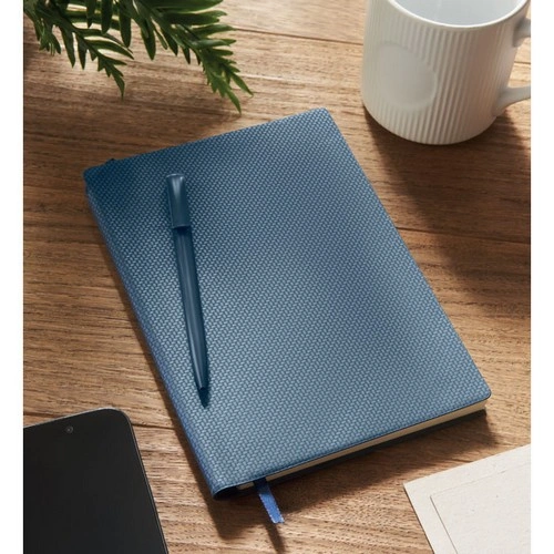 Libreta A5 con tapas duras y bolígrafo giratorio ref MO2524
