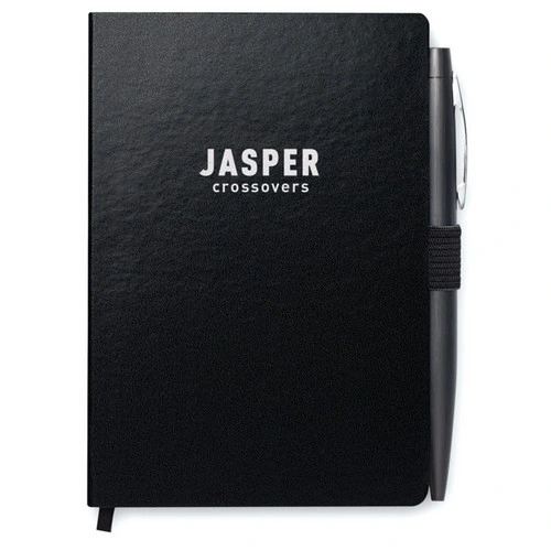Libreta A6 tapa rígida con bolígrafo y marca páginas ref MO8109