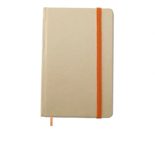 Libreta A6 reciclada con 96 hojas y marca páginas ref MO7431 - Front Naranja