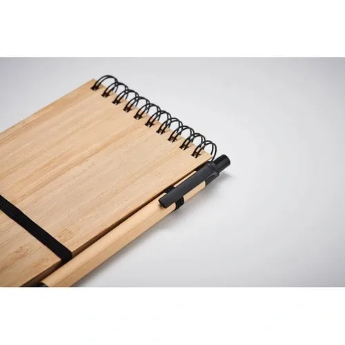 Libreta A6 de bambú con bolígrafo reciclado ref MO6528 - Item Detail Picture Negro