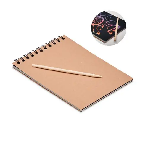 Libreta Kraft con 10 Hojas Negras para Rascar ref MO6699 - Madera