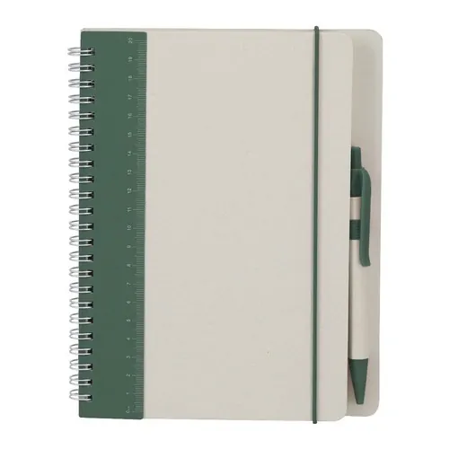 Libreta Kirax reciclada con bolígrafo y diseño personalizable ref 22196 - Verde Oscuro