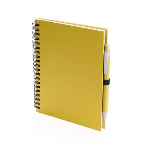 Libreta de anillas con tapa suave y bolígrafo reciclado ref 4729 - Amarillo