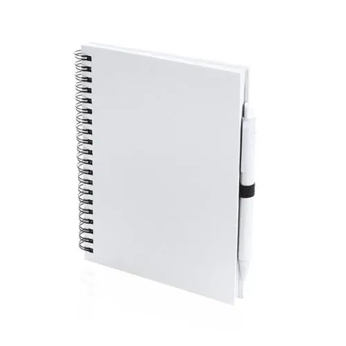 Libreta de anillas con tapa suave y bolígrafo reciclado ref 4729 - Blanco