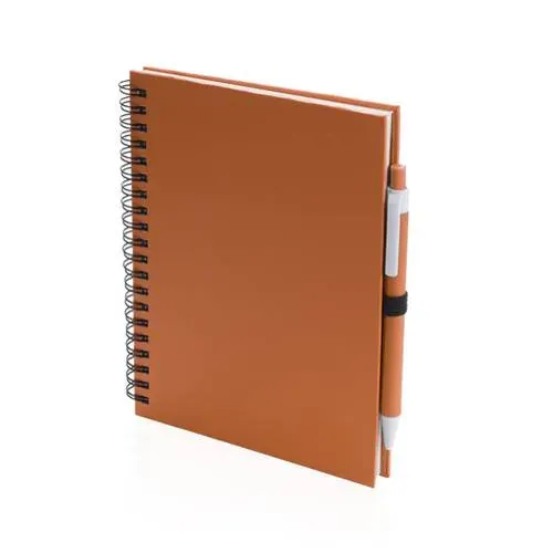 Libreta de anillas con tapa suave y bolígrafo reciclado ref 4729 - Naranja