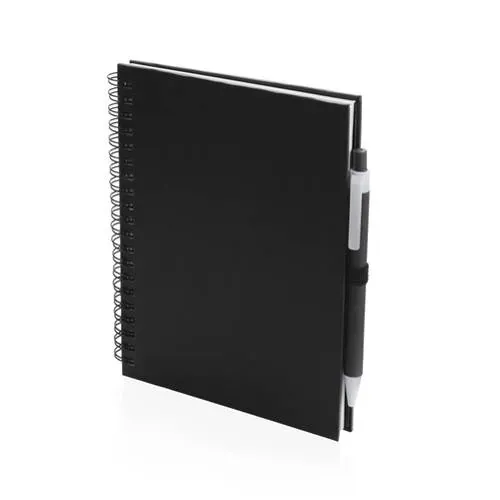 Libreta de anillas con tapa suave y bolígrafo reciclado ref 4729 - Negro