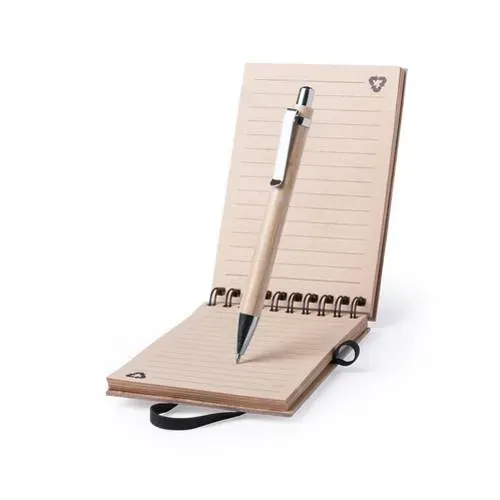 Libreta Nature con tapas de bambú y bolígrafo a juego ref 6018 - 00